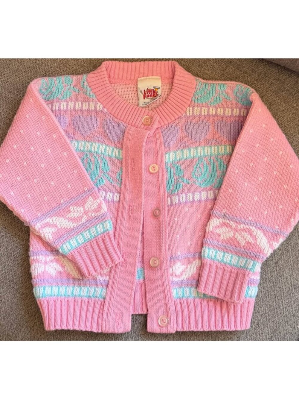 Vintage little Funkys pastel knit cardigan. Toddler size 4